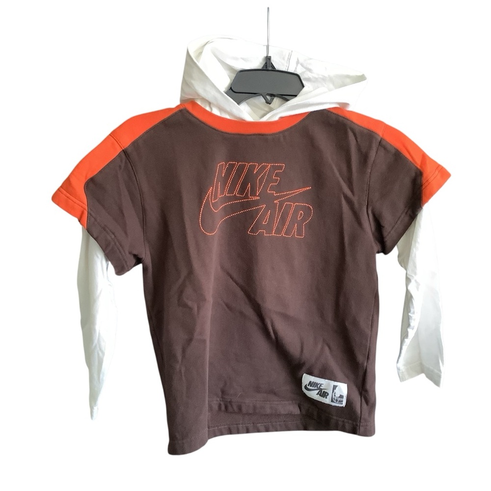 Small Nike Air Kids Brown and Orange Layered Look  Hoodie